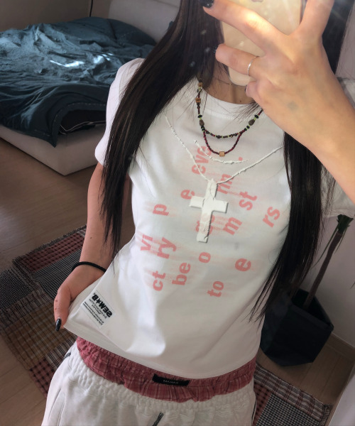 SEW-B（ソービー）の「necksss セミクロップ半袖Tシャツ [ホワイト]（Tシャツ/カットソー・レディース・その他・FREE）」の4枚目の写真