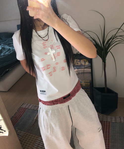 SEW-B（ソービー）の「necksss セミクロップ半袖Tシャツ [ホワイト]（Tシャツ/カットソー・レディース・その他・FREE）」の5枚目の写真