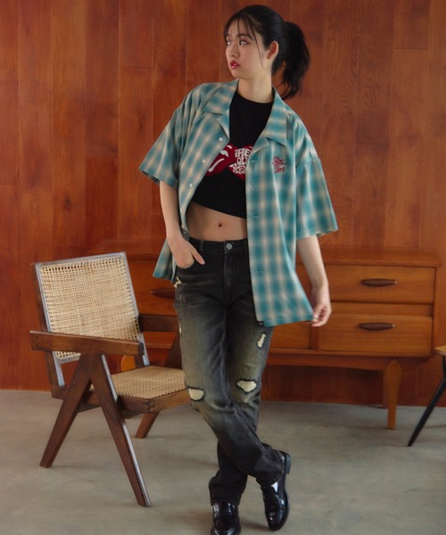 JACKROSE（ジャックローズ）の「B-TRS-ヴィンテージ加工・チェック　ＳSシャツ（シャツ/ブラウス・メンズ・レッド/グリーン/ブルー・M/L）」の9枚目の写真