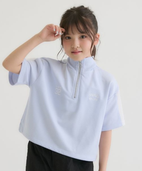 セール】袖メッシュハーフジップ半袖Tシャツ（Tシャツ/カットソー