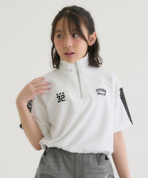 セール】袖メッシュハーフジップ半袖Tシャツ（Tシャツ/カットソー