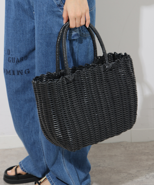 Le Voyage en Panier（ルヴォヤージュアンパニエ）の「【Le voyage en panier/ルヴォヤージュアンパニエ 】PVC Bag：かごバッグ（かごバッグ・レディース・ブラック/ブラウン・FREE）」の5枚目の写真