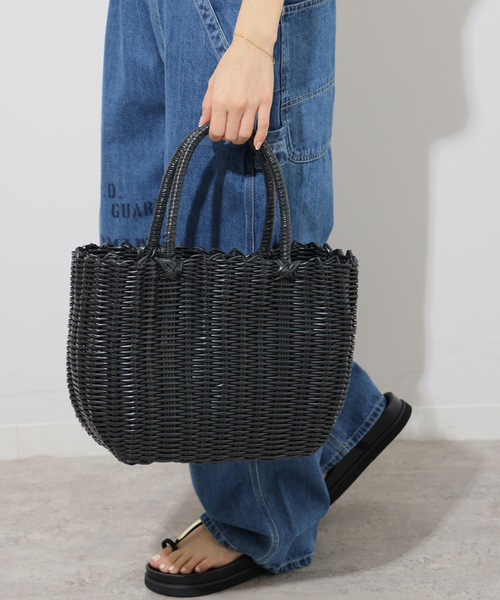 Le Voyage en Panier（ルヴォヤージュアンパニエ）の「【Le voyage en panier/ルヴォヤージュアンパニエ 】PVC Bag：かごバッグ（かごバッグ・レディース・ブラック/ブラウン・FREE）」の6枚目の写真