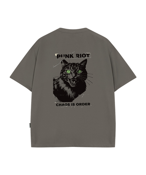 WILDROCK(ワイルドロック)の「Chaos Cat クールコットンオーバーサイズ半袖Tシャツ(Tシャツ/カットソー・メンズ・ホワイト/スカイブルー/ブラック/ピンク/ブルー/チャコール・SMALL/MEDIUM/LARGE)」の3枚目の写真