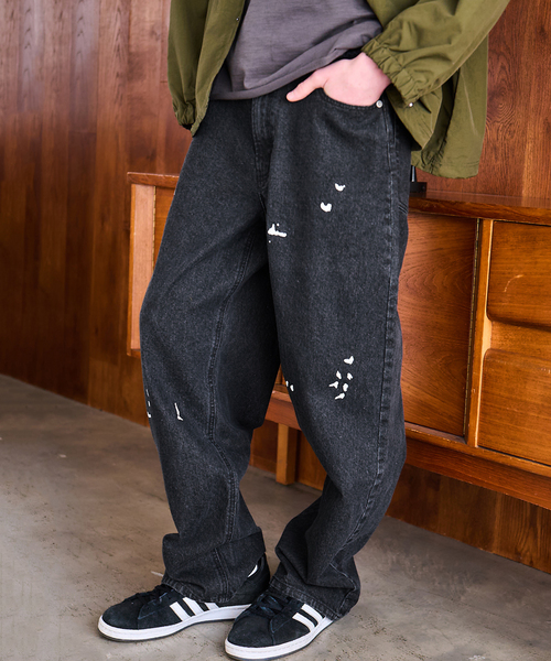 B.C STOCK（ベーセーストック）の「OSKR / オーエスケーアール ex 12oz Painted Tapered Denim Pants（デニムパンツ・メンズ・ブラック/ブルー系その他・LARGE/MEDIUM）」の5枚目の写真