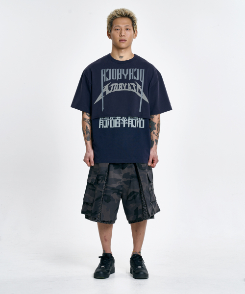 AJOBYAJO（アジョバイアジョ）の「[PBA] Arch Logo Washed Layered T-Shirt [NAVY]（Tシャツ/カットソー・レディース・その他・LARGE/MEDIUM）」の4枚目の写真