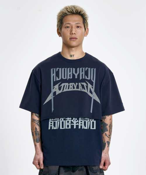 AJOBYAJO（アジョバイアジョ）の「[PBA] Arch Logo Washed Layered T-Shirt [NAVY]（Tシャツ/カットソー・レディース・その他・LARGE/MEDIUM）」の7枚目の写真