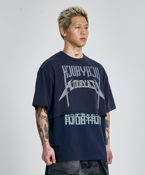 AJOBYAJO（アジョバイアジョ）の「[PBA] Arch Logo Washed Layered T-Shirt [NAVY]（Tシャツ/カットソー・レディース・その他・LARGE/MEDIUM）」の8枚目の写真