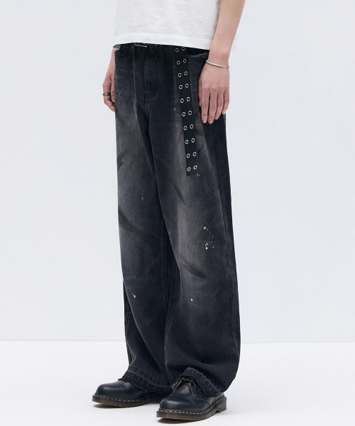 MAISON MINED(メゾンミネド)の「HAND PAINT FADED DENIM PANTS BLACK(デニムパンツ・メンズ・その他・SMALL/MEDIUM/LARGE)」の5枚目の写真