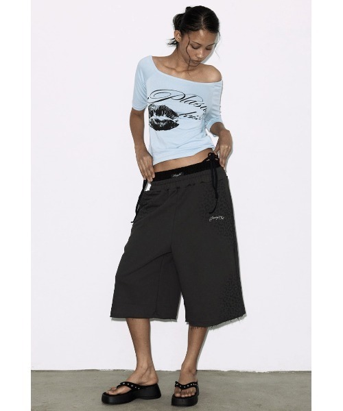 FANCY CLUB(ファンシークラブ)の「A'GEM/9 × .kom 『FANCY CLUB/ファンシークラブ』 LEOPARD SAGGING BERMUDA PANTS/レオパードサギングバミューダパンツ(スウェットパンツ・レディース・ホワイト/チャコールグレー・FREE)」の10枚目の写真