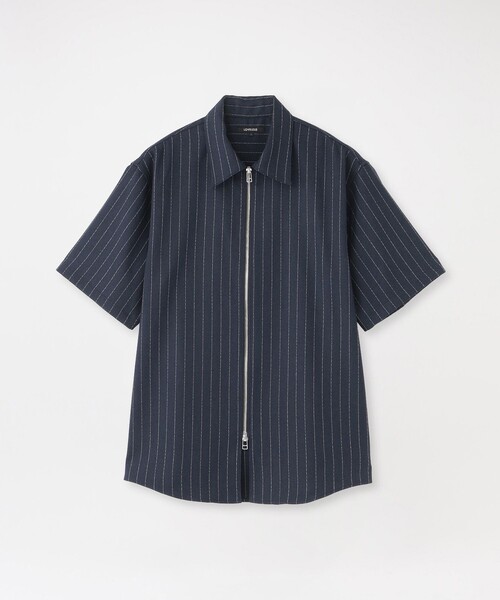LOVELESS(ラブレス)の「スラブストライプショートスリーブZIPシャツ(シャツ/ブラウス・メンズ・ネイビー/ベージュ系その他5・M/L)」の1枚目の写真