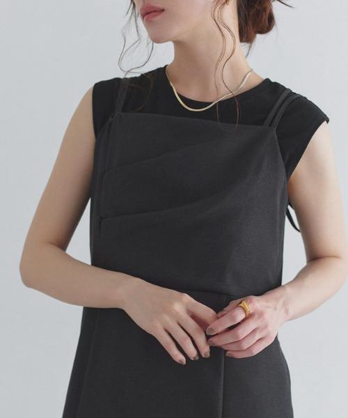 ECLAM（クラム）の「[ECLAM]【SET】2wayチュールフリルベスト×ノースリーブカットソー（Tシャツ/カットソー・レディース・オフホワイト/ブラック系その他2・L/M）」の18枚目の写真