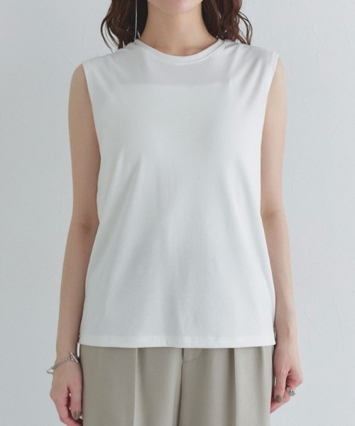 ECLAM（クラム）の「[ECLAM]【SET】2wayチュールフリルベスト×ノースリーブカットソー（Tシャツ/カットソー・レディース・オフホワイト/ブラック系その他2・L/M）」の14枚目の写真