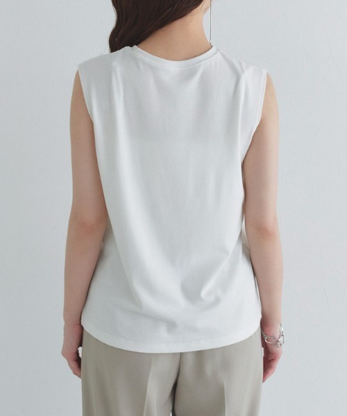 ECLAM（クラム）の「[ECLAM]【SET】2wayチュールフリルベスト×ノースリーブカットソー（Tシャツ/カットソー・レディース・オフホワイト/ブラック系その他2・L/M）」の9枚目の写真