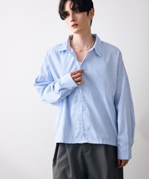 Cropped blue stripe shirt / ショート丈ブルーストライプシャツ