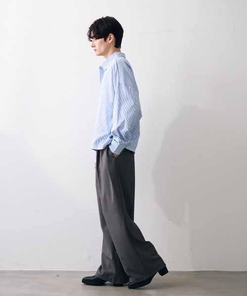Shoowtime(ショウタイム)の「Cropped blue stripe shirt / ショート丈ブルーストライプシャツ(シャツ/ブラウス・メンズ・ブルー系その他・MEDIUM/LARGE/X-LARGE)」の5枚目の写真