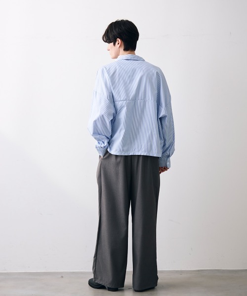 Shoowtime(ショウタイム)の「Cropped blue stripe shirt / ショート丈ブルーストライプシャツ(シャツ/ブラウス・メンズ・ブルー系その他・MEDIUM/LARGE/X-LARGE)」の7枚目の写真