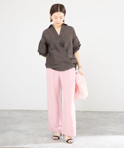 IENA(イエナ)の「《追加》ラミーリヨセル2wayシャツ(シャツ/ブラウス・レディース・ピンク/ライトグリーン/ブラウン/スカイブルー/ホワイト・FREE)」の11枚目の写真