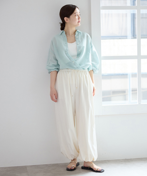 IENA(イエナ)の「《追加》ラミーリヨセル2wayシャツ(シャツ/ブラウス・レディース・ピンク/ライトグリーン/ブラウン/スカイブルー/ホワイト・FREE)」の12枚目の写真