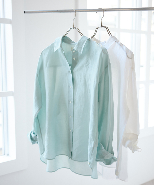 IENA（イエナ）の「《追加》ラミーリヨセル2wayシャツ（シャツ/ブラウス・レディース・ピンク/ライトグリーン/ブラウン/スカイブルー/ホワイト・FREE）」の18枚目の写真