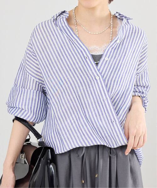 IENA（イエナ）の「《追加》ラミーリヨセル2wayシャツ（シャツ/ブラウス・レディース・ピンク/ライトグリーン/ブラウン/スカイブルー/ホワイト・FREE）」の17枚目の写真