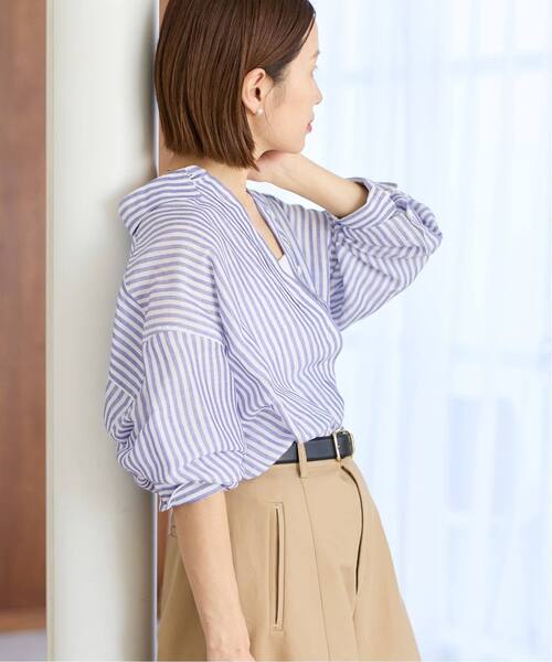 IENA（イエナ）の「《追加》ラミーリヨセル2wayシャツ（シャツ/ブラウス・レディース・ピンク/ライトグリーン/ブラウン/スカイブルー/ホワイト・FREE）」の13枚目の写真