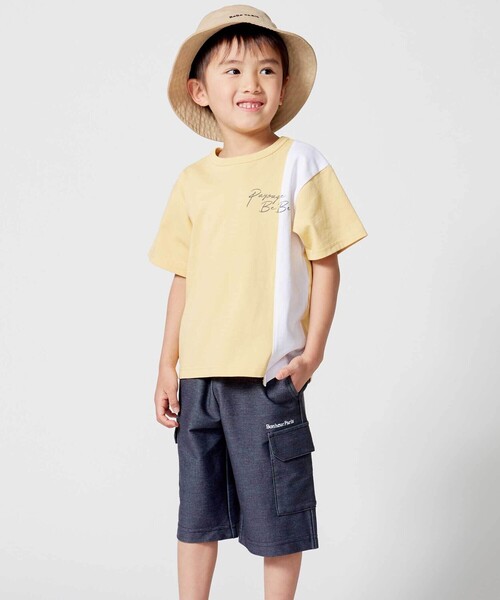 BeBe(ベベ)の「デニムニットストレッチカーゴハーフパンツ(デニムパンツ・キッズ・ネイビー/グレー・120cm/150cm/130cm/140cm)」の4枚目の写真