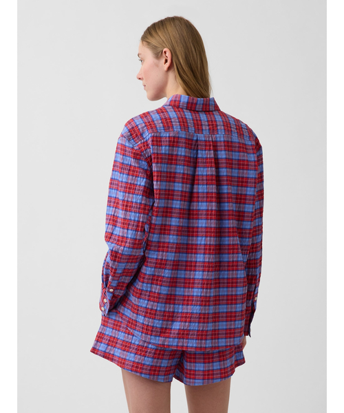 GAP(ギャップ)の「シアサッカー プレイド オーバーサイズシャツ(シャツ/ブラウス・レディース・ライトブルー/レッド系その他・XS/S/M/XXS/L)」の8枚目の写真