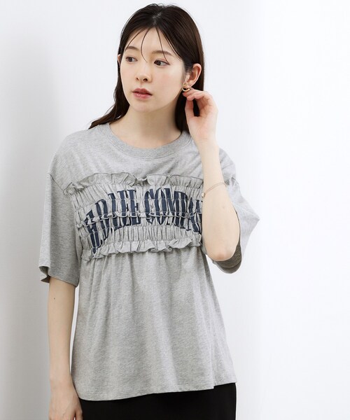 grove(グローブ)の「【Lee】SHIRRING H/S TEE(Tシャツ/カットソー・レディース・オフホワイト/チャコールグレー/グレー・02)」の3枚目の写真