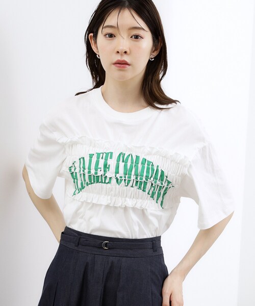 grove(グローブ)の「【Lee】SHIRRING H/S TEE(Tシャツ/カットソー・レディース・オフホワイト/チャコールグレー/グレー・02)」の1枚目の写真