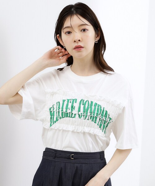 grove(グローブ)の「【Lee】SHIRRING H/S TEE(Tシャツ/カットソー・レディース・オフホワイト/チャコールグレー/グレー・02)」の5枚目の写真