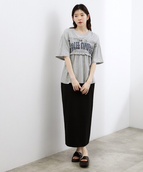 grove(グローブ)の「【Lee】SHIRRING H/S TEE(Tシャツ/カットソー・レディース・オフホワイト/チャコールグレー/グレー・02)」の10枚目の写真