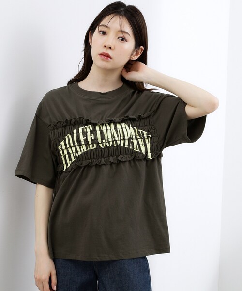 grove(グローブ)の「【Lee】SHIRRING H/S TEE(Tシャツ/カットソー・レディース・オフホワイト/チャコールグレー/グレー・02)」の12枚目の写真