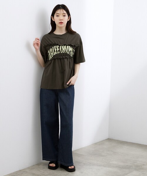grove(グローブ)の「【Lee】SHIRRING H/S TEE(Tシャツ/カットソー・レディース・オフホワイト/チャコールグレー/グレー・02)」の14枚目の写真