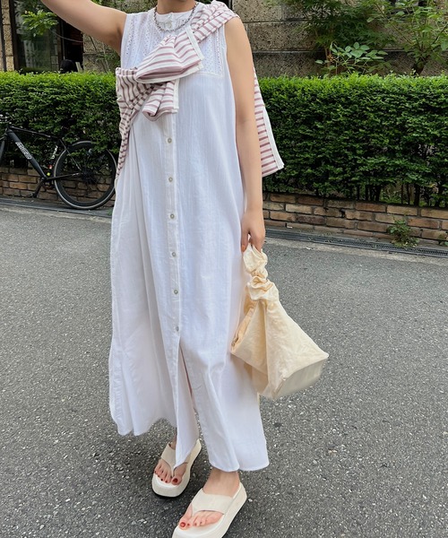 nananamoe(ナナナモエ)の「cotton lace 2way SH/OP / コットンレースツーウェイシャツワンピース(ワンピース・レディース・アイボリー/ブラック・FREE)」の22枚目の写真