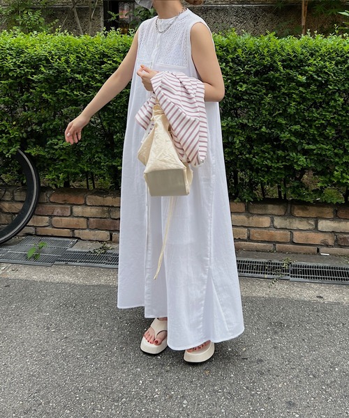 nananamoe(ナナナモエ)の「cotton lace 2way SH/OP / コットンレースツーウェイシャツワンピース(ワンピース・レディース・アイボリー/ブラック・FREE)」の4枚目の写真