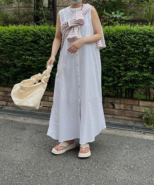 nananamoe(ナナナモエ)の「cotton lace 2way SH/OP / コットンレースツーウェイシャツワンピース(ワンピース・レディース・アイボリー/ブラック・FREE)」の5枚目の写真