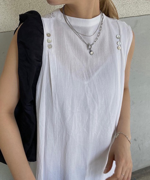 nananamoe(ナナナモエ)の「cotton lace 2way SH/OP / コットンレースツーウェイシャツワンピース(ワンピース・レディース・アイボリー/ブラック・FREE)」の6枚目の写真