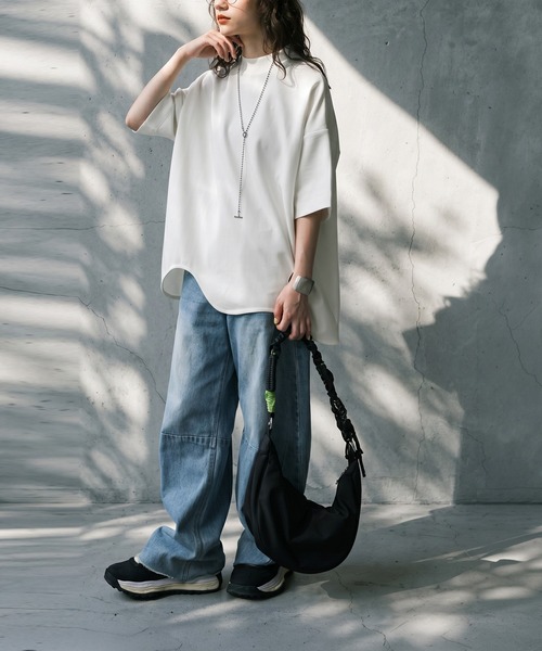antiqua(アンティカ)の「モックネック カットソー(Tシャツ/カットソー・レディース・ホワイト/ブラック・C/REGULER)」の3枚目の写真
