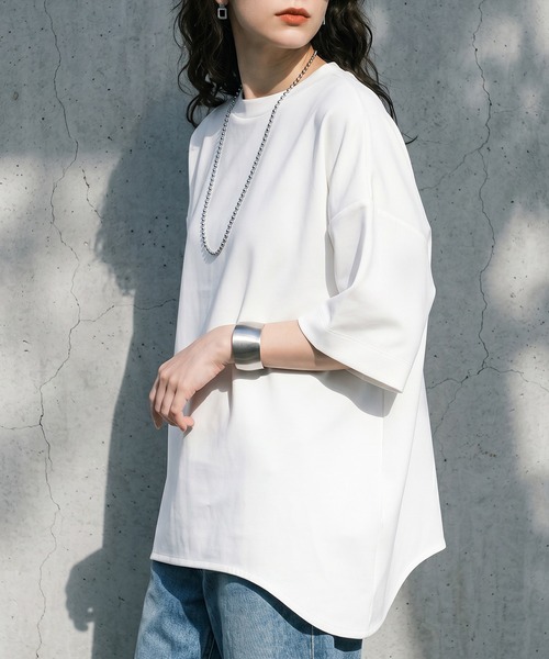 antiqua(アンティカ)の「モックネック カットソー(Tシャツ/カットソー・レディース・ホワイト/ブラック・C/REGULER)」の4枚目の写真