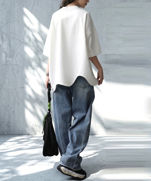 antiqua(アンティカ)の「モックネック カットソー(Tシャツ/カットソー・レディース・ホワイト/ブラック・C/REGULER)」の5枚目の写真
