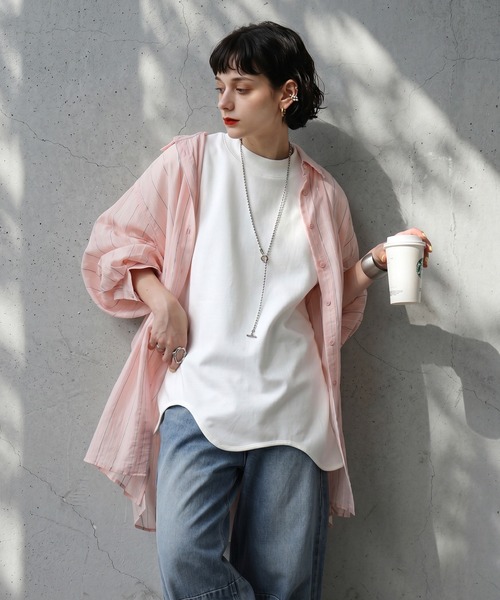 antiqua(アンティカ)の「モックネック カットソー(Tシャツ/カットソー・レディース・ホワイト/ブラック・C/REGULER)」の6枚目の写真