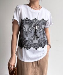 DouDou（ドゥドゥ）の「レースドッキングTEE（Tシャツ/カットソー）」