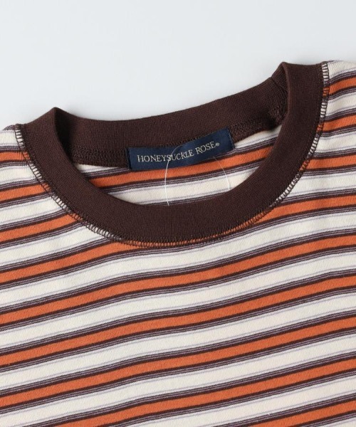 Right-on（ライトオン）の「HONEYSUCKLE ROSE(ハニーサックルローズ)マルチボーダータイトＴシャツ（Tシャツ/カットソー・レディース・ロイヤルブルー/オレンジ/ブラック×グリーン・L/M）」の17枚目の写真