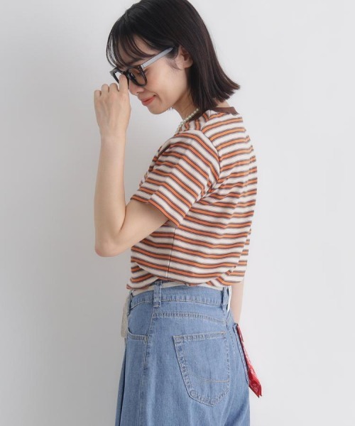 Right-on（ライトオン）の「HONEYSUCKLE ROSE(ハニーサックルローズ)マルチボーダータイトＴシャツ（Tシャツ/カットソー・レディース・ロイヤルブルー/オレンジ/ブラック×グリーン・L/M）」の5枚目の写真
