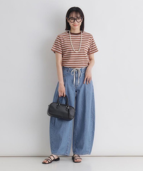 Right-on（ライトオン）の「HONEYSUCKLE ROSE(ハニーサックルローズ)マルチボーダータイトＴシャツ（Tシャツ/カットソー・レディース・ロイヤルブルー/オレンジ/ブラック×グリーン・L/M）」の6枚目の写真