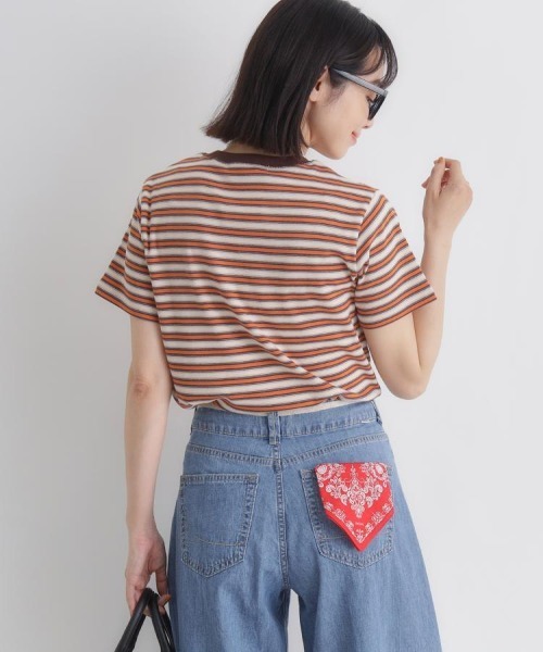 Right-on（ライトオン）の「HONEYSUCKLE ROSE(ハニーサックルローズ)マルチボーダータイトＴシャツ（Tシャツ/カットソー・レディース・ロイヤルブルー/オレンジ/ブラック×グリーン・L/M）」の7枚目の写真