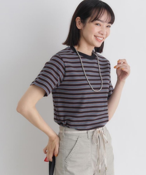 Right-on（ライトオン）の「HONEYSUCKLE ROSE(ハニーサックルローズ)マルチボーダータイトＴシャツ（Tシャツ/カットソー・レディース・ロイヤルブルー/オレンジ/ブラック×グリーン・L/M）」の14枚目の写真