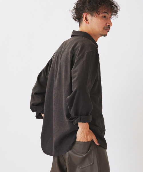 JOURNAL STANDARD relume(ジャーナルスタンダード レリューム)の「European Flax / ヨーロピアンフラックス リネン/レーヨン シャツ(シャツ/ブラウス・メンズ・ネイビー/ブラウン/ホワイト系その他/アーミー/ブラック・LARGE/MEDIUM)」の7枚目の写真