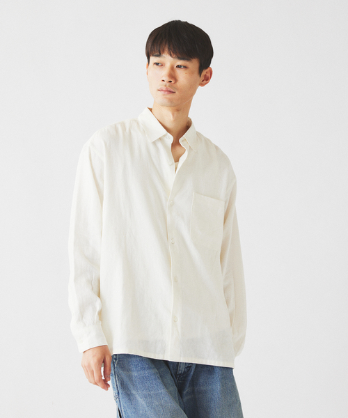 JOURNAL STANDARD relume(ジャーナルスタンダード レリューム)の「European Flax / ヨーロピアンフラックス リネン/レーヨン シャツ(シャツ/ブラウス・メンズ・ネイビー/ブラウン/ホワイト系その他/アーミー/ブラック・LARGE/MEDIUM)」の11枚目の写真